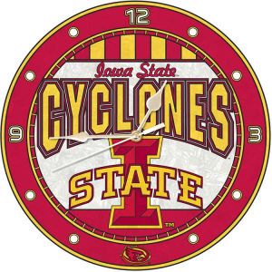 Iowa State Cyclones Art Glass Clock