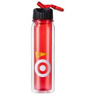 Red Double Wall Plastic Water Bottle   17 oz.