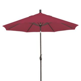 9 Aluminum Collar Tilt Crank Patio Umbrella   Jockey Red Sunbrella