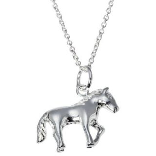 Silver Plate Horse Pendant Necklace   Silver