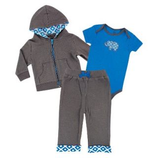 Yoga Sprout Newborn Boys Bodysuit and Pant Set   Grey/Blue 3 6 M