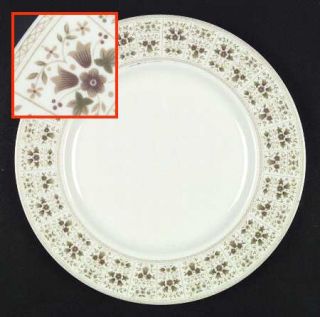 Royal Doulton Samarra Dinner Plate, Fine China Dinnerware   Green Design,Tan&Gre