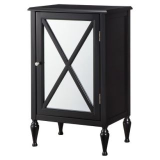 Accent Table Hollywood Mirrored One Door Accent Cabinet   Black