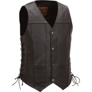 First Classics Mens 10 Pocket Leather Vest   Black, 5X