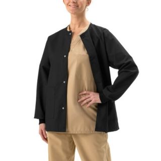Medline Unisex Snap Front Warm Up Jacket with Two Pockets   Black (X Large)