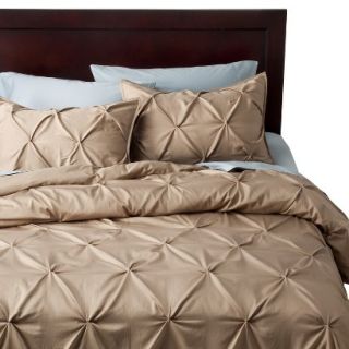 Threshold Pinched Pleat Duvet Cover Cover Set   Brown Linen (Queen)