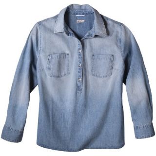 Merona Womens Plus Size Long Sleeve Denim Shirt   Blue 3
