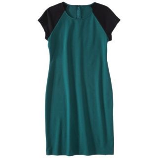 Mossimo Womens Colorblock Raglan Sleeve Dress   Teal/Black XL