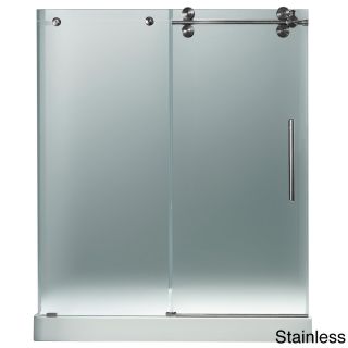 Vigo Right Sided Frameless Shower Door/ White Base Center Drain