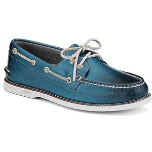 Sperry Top Sider Mens Gold Authentic Original 2 Eye Burnished Blue Shoes, Size 12 M   1604040