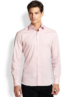 Salvatore Ferragamo Striped Woven Sportshirt   Dark Pink