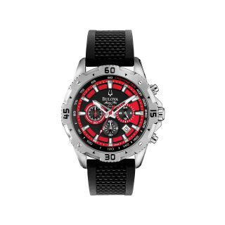 Bulova Marine Star Mens Red & Black Rubber Strap Chronograph Watch