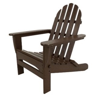 Polywood Classic Folding Patio Adirondack Chair   Dark Brown