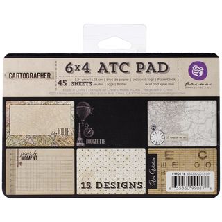 Cartographer Atc Cards 4x6 45/pad 15 Designs/3 Each