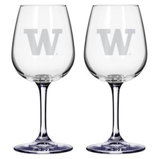 Boelter Brands NCAA 2 Pack Washington Huskies Satin Etch Wine Glass   12 oz