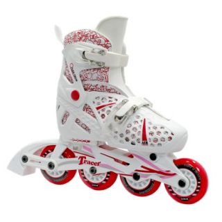 Girls Roller Derby Tracer Adjustable Inline Skate   White/ Red (Medium 2 5)