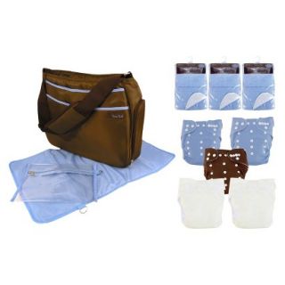 19 Pc. Cloth Diaper Starter Pack   Blue and Brown by Lab