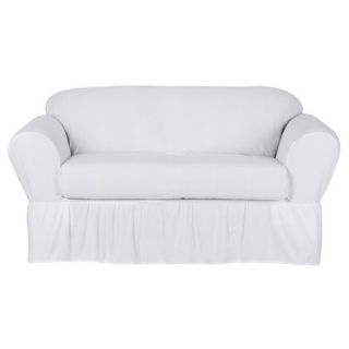 Simply Shabby Chic Cotton Duck 2pc Loveseat Slipcover   White