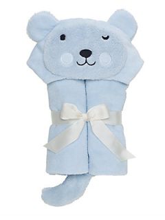 Elegant Baby Bear Hooded Bath Wrap   Light Blue