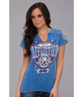 Affliction Hi Speed S/S Western Tee Womens Short Sleeve Pullover (Blue)