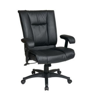 Office Star Deluxe Mid Back Leather Executive Chair EX9381 Leather Black