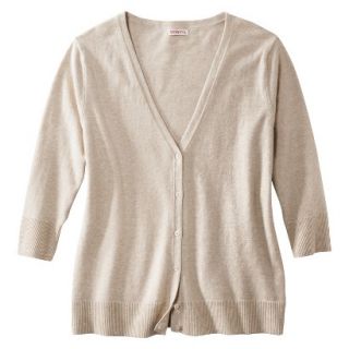 Merona Womens Plus Size 3/4 Sleeve V Neck Cardigan Sweater   Oatmeal 2