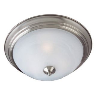 Casual Lighting 3 Bulb Flush Mount with Marbleized Glass   Satin Nickel
