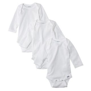 Gerber Onesies Newborn 3 Pack Long sleeve   White 12 months