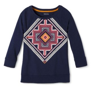 Merona Womens Embroidered Front Sweatshirt   Navy   XL