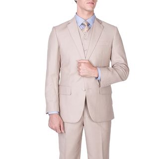 Mens Modern Fit Tan 2 button Vested Suit