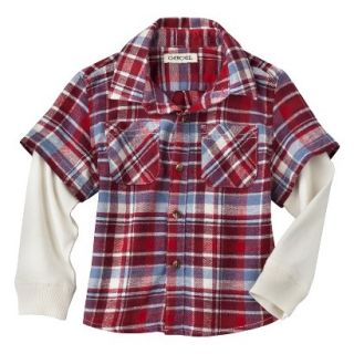 Cherokee Infant Toddler Boys 2 Fer Button Down Flannel Shirt   Maroon 3T