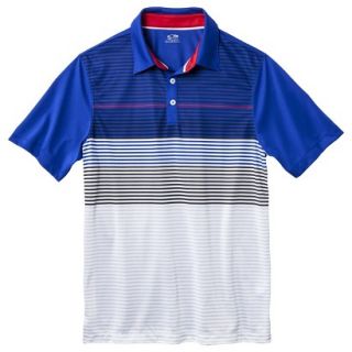 Mens Golf Polo Stripe   Athens Blue XXXL