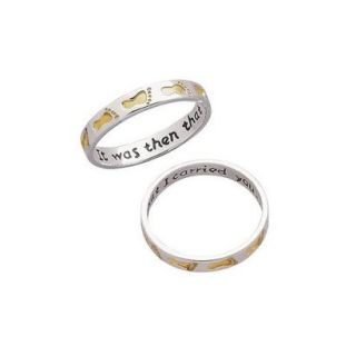 Sterling Silver Two Tone Footprints Ring 8