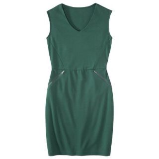 Mossimo Womens Ponte V neck Zippered Pocket Dress   Green L