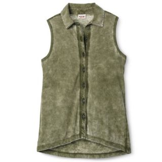Mossimo Supply Co. Juniors Sleeveless Button Down Top   Tanglewood Green S(3 5)