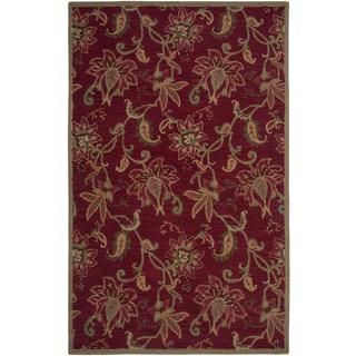 Hand tufted Aisling Red/ Green Wool blend Rug (8 X 10)