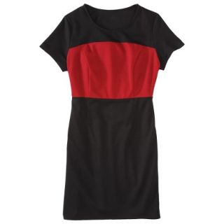 Mossimo Petites Short Sleeve Ponte Color block Dress   Black/Red SP