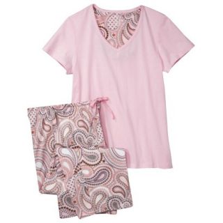 Womens Top/Capri Pajama Set   Pink Paisley M
