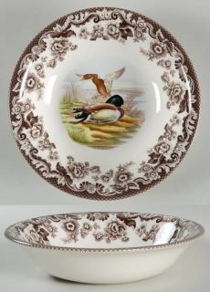 Spode Woodland Coupe Cereal Bowl, Fine China Dinnerware   Brown Floral Border An