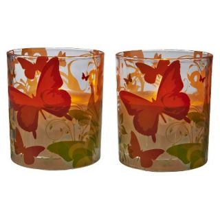2pk Multicolor Butterfly Flameless Candle Jar Set   TruFlame