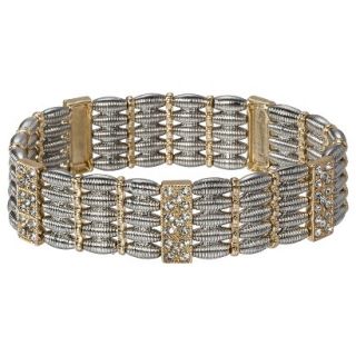Capsule by C�ra Bead and Clear Rhinestone Stretch Bracelet   Silver