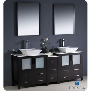 Fresca Fresca Torino 72 inch Espresso Modern Double Sink Bathroom Vanity With Side Cabinet And Vessel Sinks Espresso Size Double Vanities