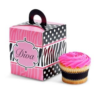 Diva Zebra Print Cupcake Boxes