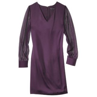 TEVOLIO Womens Shift Dress w/Sheer Sleeve   Purple Duet   14