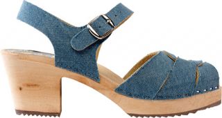 Womens Cape Clogs Jeans   Light Blue Heels