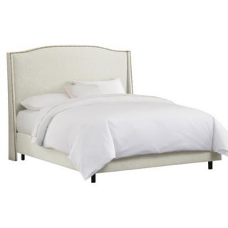 Skyline King Bed Skyline Furniture Palermo Nailbutton Wingback Linen Bed   Talc