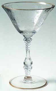 Cambridge Wildflower Clear Champagne/Tall Sherbet   Stem #3121, Dec #D/1045, Gol