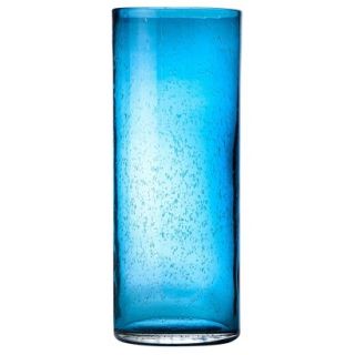 Threshold Bubble Glass Cylinder Vase   Deep Blue 14.7
