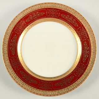 Mikasa Dynasty Red Salad Plate, Fine China Dinnerware   Grande Ivory,Gold Encrus