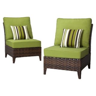 Belmont 2 Piece Brown Wicker Patio Armless Sectional Chair Set
